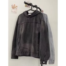 批发重磅复古水洗连帽牛仔外套男<b class='q'>女</b>潮牌小众情侣百搭宽松休闲<b class='q'>套头卫衣</b>