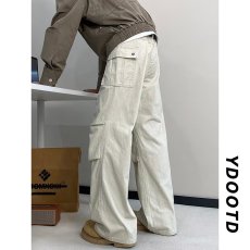 批发多口袋拼接<b class='q'>设计</b>感美式直筒工装裤青少年水洗做旧褶皱休闲裤子男