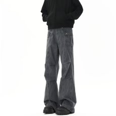 批发<b class='q'>长裤</b>美式潮牌褶皱水洗直筒牛仔裤男ins原宿慵懒潮流简约新款日系