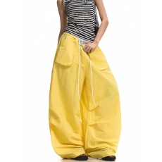 批发辣到中暑美式辣妹嘻哈街舞风多巴胺系带速干阔腿裤宽松<b class='q'>垂</b>坠感<b class='q'>长裤</b>