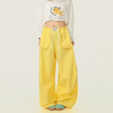 批发辣到中暑美式辣妹嘻哈街舞风多巴胺系带速干阔腿裤宽松<b class='q'>垂</b>坠感<b class='q'>长裤</b>