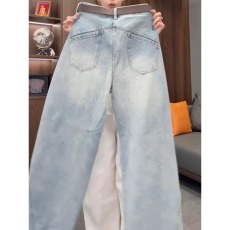 批发美式复古大码胖mm百搭显瘦时尚气质<b class='q'>设计</b>感牛仔裤女直筒裤韩版潮流