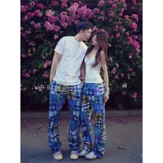 批发美式百家布彩色格子裤男款秋季垂感速干运动裤子宽松直筒休闲<b class='q'>长裤</b>