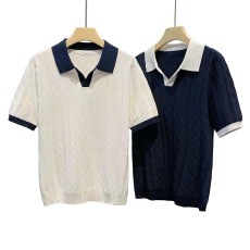 批发高级<b class='q'>男装</b>休闲拼色翻领t恤男针织上衣 夏季新款修身男士短袖polo衫