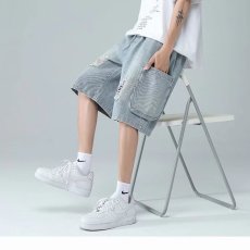 批发破洞牛仔短裤男夏季潮牌工装裤子潮流宽松五分裤设计感小众大裤衩