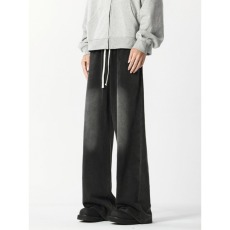 批发美式复古渐变色牛仔裤男潮牌春秋季新款水洗做旧宽松直筒休闲<b class='q'>长裤</b>