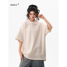 批发潮流肌理感Polo衫<b class='q'>男生</b>夏季2025新款宽松提花短袖T恤男士翻领上衣