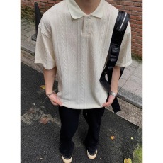 批发潮流肌理感Polo衫<b class='q'>男生</b>夏季2025新款宽松提花短袖T恤男士翻领上衣