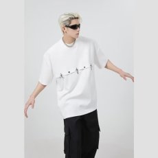 批发重磅短袖t恤<b class='q'>男</b>夏季新款小众设计感金属飞机扣美式潮牌五分袖<b class='q'>体恤</b>