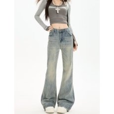 批发浅色微喇<b class='q'>牛仔裤</b>女2026年春季高腰弹力修身<b class='q'>显瘦</b>不贴腿喇叭马蹄裤子