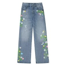 批发民族风绣花直筒<b class='q'>牛仔裤</b>女潮货2025春装新款棉弹高腰宽松<b class='q'>显瘦</b>烟管裤