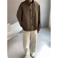 批发2026春新款国潮新中式盘扣<b class='q'>夹克</b>男 Clanfit 宽松立领棕色<b class='q'>休闲</b>外套