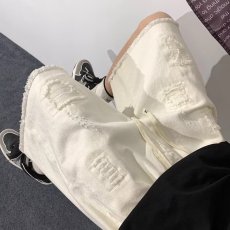 批发白色牛仔五分裤男直筒宽松2026年夏季新款破洞中裤薄款高腰短裤潮