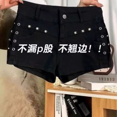 批发辣妹暗黑牛仔美式y2k铆钉设计低腰超短裤短裤夏季<b class='q'>显瘦</b>紧身热裤潮