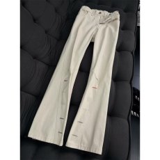 批发美式复古刺绣微喇<b class='q'>牛仔裤</b>男款潮牌设计感裤子斜切<b class='q'>显瘦</b>直筒长裤