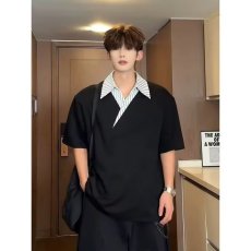 批发回力假两件polo领短袖男夏季2026新款宽松设计感情侣半袖<b class='q'>男生</b>T恤