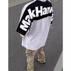 批发美式高街贴皮字母刺绣短袖t恤<b class='q'>男</b>夏季潮牌痞帅重磅情侣装半袖上衣