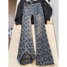 批发字母提花直筒<b class='q'>牛仔裤</b>男款美式高街复古裤子早秋高腰显瘦<b class='q'>微喇</b>裤