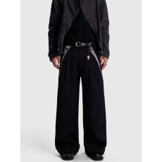 批发高级感微喇叭西裤男秋冬季直筒宽松垂坠感阔腿休闲西装长裤子黑色