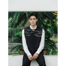 批发国潮复古刺绣新中式<b class='q'>无袖</b>马甲外套男士宽松中国风盘扣外穿坎肩<b class='q'>背心</b>