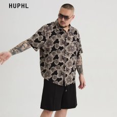 批发夏季大码帅气满印上衣短袖衬衫<b class='q'>男</b>oversize<b class='q'>体恤</b>衫小众潮酷翻领外套