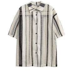 批发2026新款美式夏季肌理感镂空短袖<b class='q'>衬衫</b>男复古潮牌<b class='q'>情侣</b><b class='q'>休闲</b>半袖<b class='q'>衬衣</b>