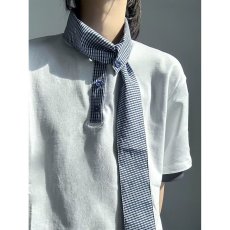 批发2026新款格子领带航海系短袖男女设计感T恤夏季假两件<b class='q'>情侣</b><b class='q'>衬衫</b>