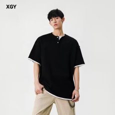 批发潮牌假两件短袖t恤男夏季2026新款高级感韩系时尚<b class='q'>男士</b>打底<b class='q'>上衣</b>