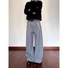 批发小众高级感高智百搭cleanfit阔腿休闲裤男格子拼接直筒宽松<b class='q'>西装</b>裤