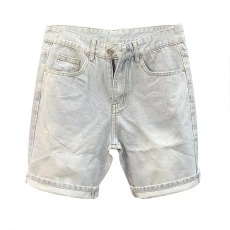 批发26年新款水洗浅色宽松直筒牛仔短裤男士夏季薄款弹力舒适五分中裤