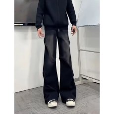 批发高个子微喇弯刀新款<b class='q'>牛仔裤</b>cleanfit黑色男款加长裤修身美式vibe裤