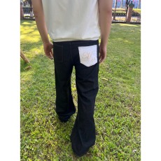 批发美式vibe复古简约撞色做旧原<b class='q'>牛仔裤</b>男款直筒微喇修身基础款长裤子