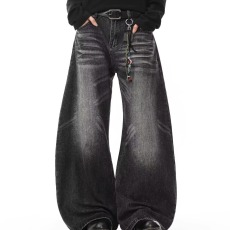 批发2026美式复古小众设计猫须水洗宽松阔腿<b class='q'>牛仔裤</b>高级垂感直筒男女