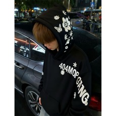 批发美式高街刺绣字母连帽<b class='q'>卫衣</b>男女情侣宽松<b class='q'>潮牌</b>运动时尚气质帽衫