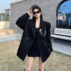 批发原宿炸街潮牌金属装饰休闲西服春秋季新款宽松男<b class='q'>女</b>上衣<b class='q'>西装</b>外套