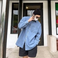 批发春秋季日系小清新潮流工装长袖<b class='q'>衬衫</b>男士韩版百搭宽松帅气牛仔<b class='q'>衬衣</b>