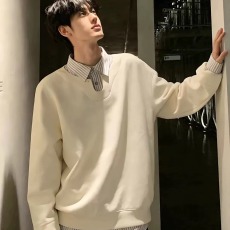 批发假两件翻领<b class='q'>卫衣</b>男女春季2026新款美式<b class='q'>潮牌</b>宽松拼接Polo领休闲外套