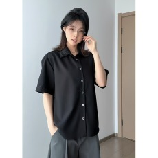 批发短袖黑色美式轻奢气质感<b class='q'>衬衫</b>男装年新款夏季高级感百搭<b class='q'>衬衣</b>潮