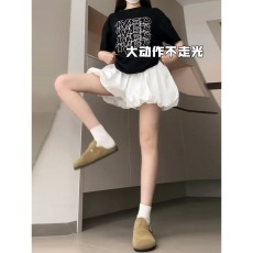 批发白色花苞<b class='q'>裤</b>裙女夏2026<b class='q'>新款</b>高腰休闲小个子蓬蓬裙a字阔腿灯笼短<b class='q'>裤</b>