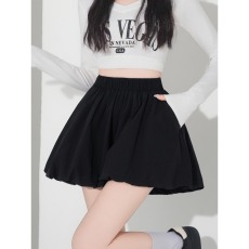 批发黑色高腰花苞<b class='q'>裤</b>裙女春夏2026<b class='q'>新款</b>小个子高腰外穿宽松A字阔腿短<b class='q'>裤</b>