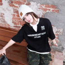 批发2026新款美式复古夏季<b class='q'>男士</b>假两件拼色短袖T恤潮宽松休闲百搭<b class='q'>上衣</b>