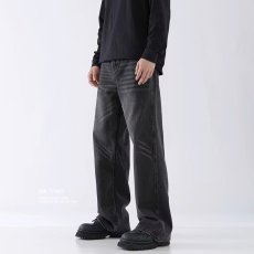 批发美式复古<b class='q'>牛仔裤</b><b class='q'>男士</b>潮流春季宽松直筒微喇裤子新款百搭休闲阔腿裤