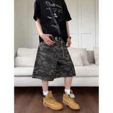 批发深色迷彩五分牛仔短裤直筒中腰宽松男休闲<b class='q'>百搭</b>美式街头