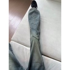 批发美式复古斜切牛仔裤男款秋季直筒窄版裤子cleanfit小众弯刀微喇裤