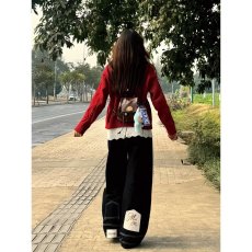 批发美式高街设计感反穿倒<b class='q'>装</b>马毛牛仔裤女男辣妹复古做旧个性拖地长裤