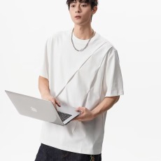 批发美式<b class='q'>时尚</b>短袖t恤男夏季2026新款微宽松白色<b class='q'>打底衫</b>圆领半袖体恤衫