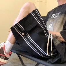 批发潮流夏季气质青春流行长裤条纹<b class='q'>男</b>新款宽松型潮拼料时尚潮牌<b class='q'>休闲裤</b>