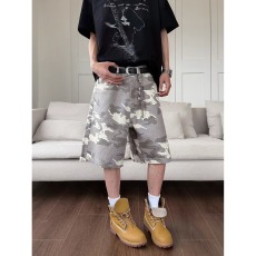 批发夏季灰白迷彩五分牛仔美式短裤<b class='q'>男</b>宽松阔腿休闲百搭街头