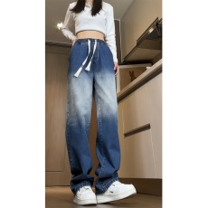 批发夏季复古百搭牛仔裤<b class='q'>男</b>美式渐变2026新款宽松直筒帅气阔腿休闲长裤