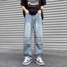 批发中腰潮新款<b class='q'>长裤</b>男拉链青春流行潮流牛仔裤直脚宽松直筒水洗秋季
